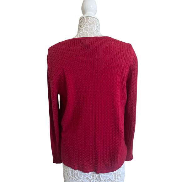 Karen Scott 100% Cotton Red Button Up Cardigan in Women’s Size Medium-EUC - Picture 3 of 6